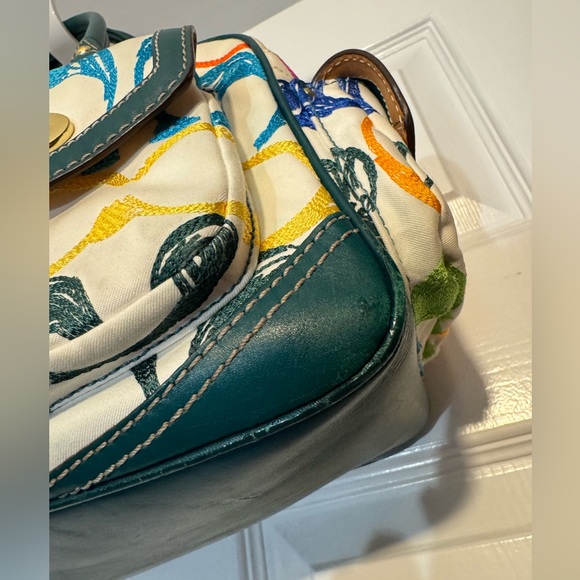 Coach Limited Edition Teal Multicolor Scribble Stitch Pocket Satchel 1847 - Picture 10 of 16